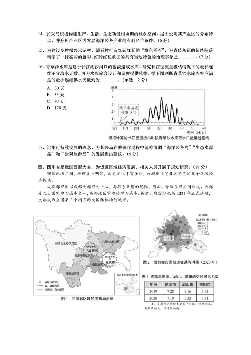 上海市普陀区2024届高三下学期二模试题 地理 （PDF版含答案）