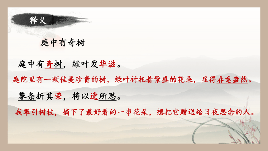 八年级上册 第三单元 课外古诗词诵读 庭中有奇树 课件（共20张ppt）