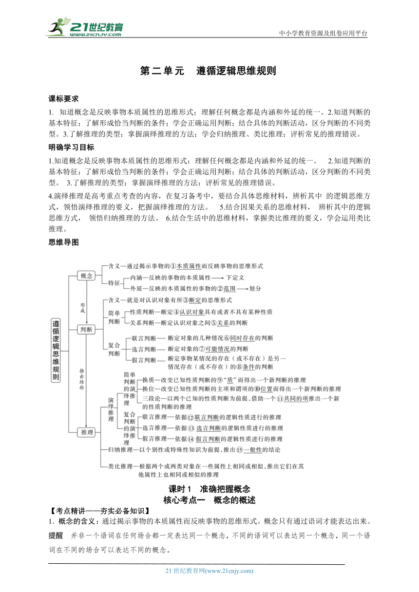 选必三第二单元课时1 准确把握概念  一轮复习学案