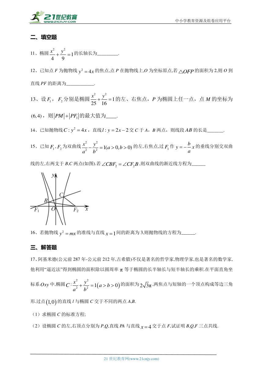 2023-2024学年人教A版（2019）选择性必修一 第三章 圆锥曲线的方程 单元测试卷(含答案)