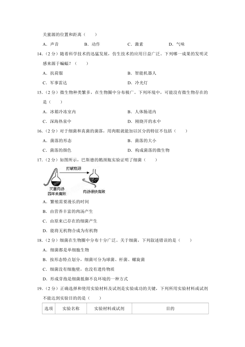 陕西省安康市石泉县2022-2023学年八年级上学期期末生物试卷（含解析）