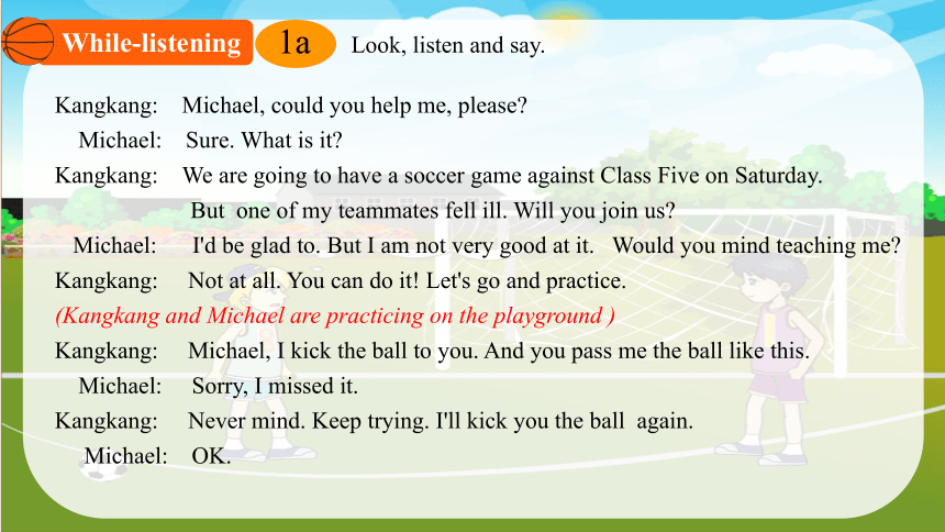 Unit 1 Topic 2 I'll kick you the ball again Section A 课件(共24张PPT)