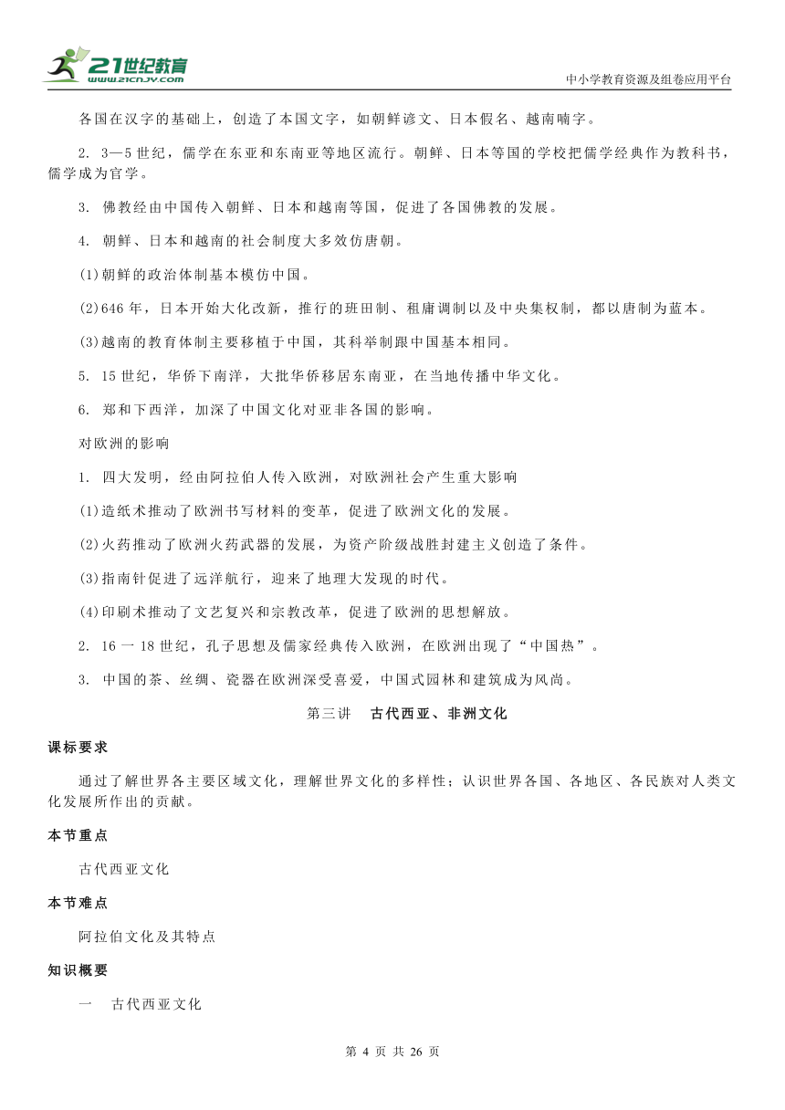 选择性必修三《文化交流与传播》全册【知识提纲】