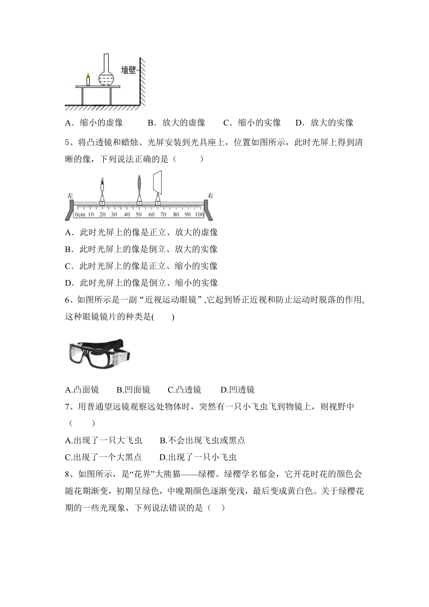 2023—2024学年八年级上册物理人教第5章 透镜及其应用  学业练习（含答案）