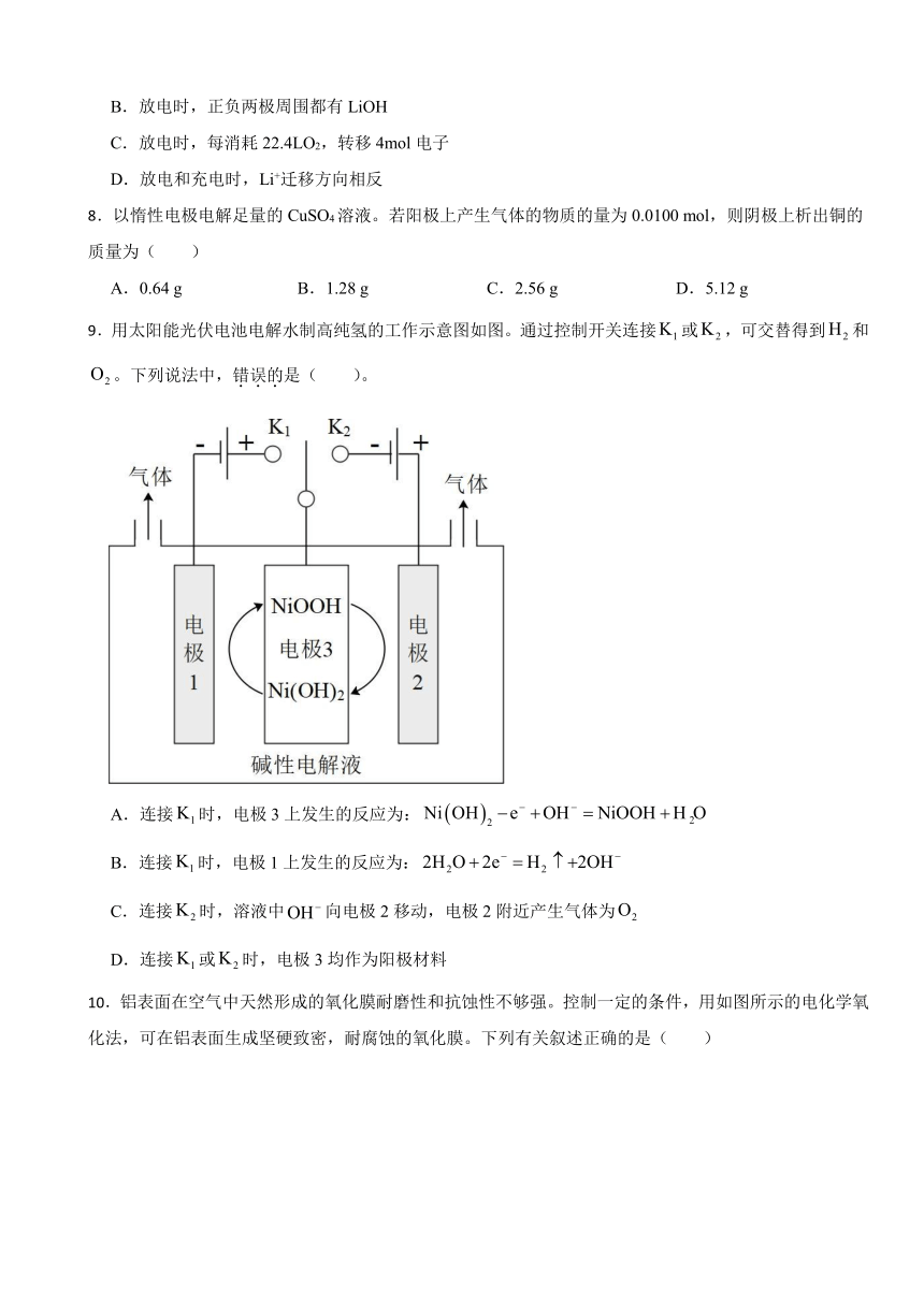 4.2 电解池 （含解析）课后训练 2023-2024学年高二上学期化学人教版（2019）选择性必修1