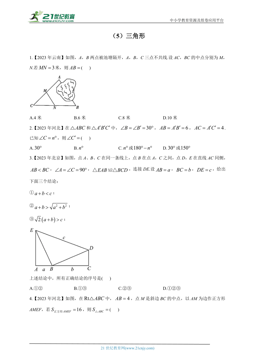 （5）三角形——2023年中考数学真题专项汇编（含解析）