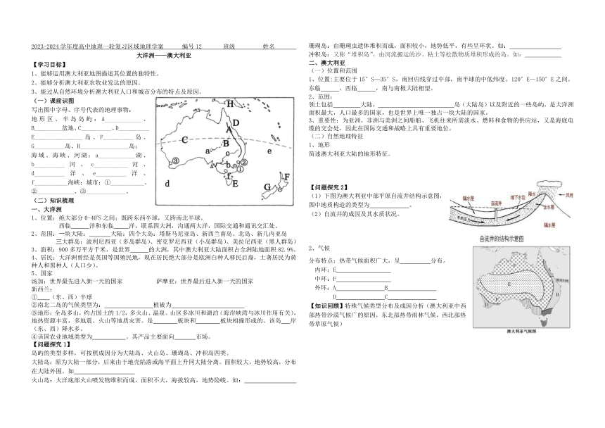 2024届高考地理一轮复习 区域地理 导学案 大洋洲（无答案）