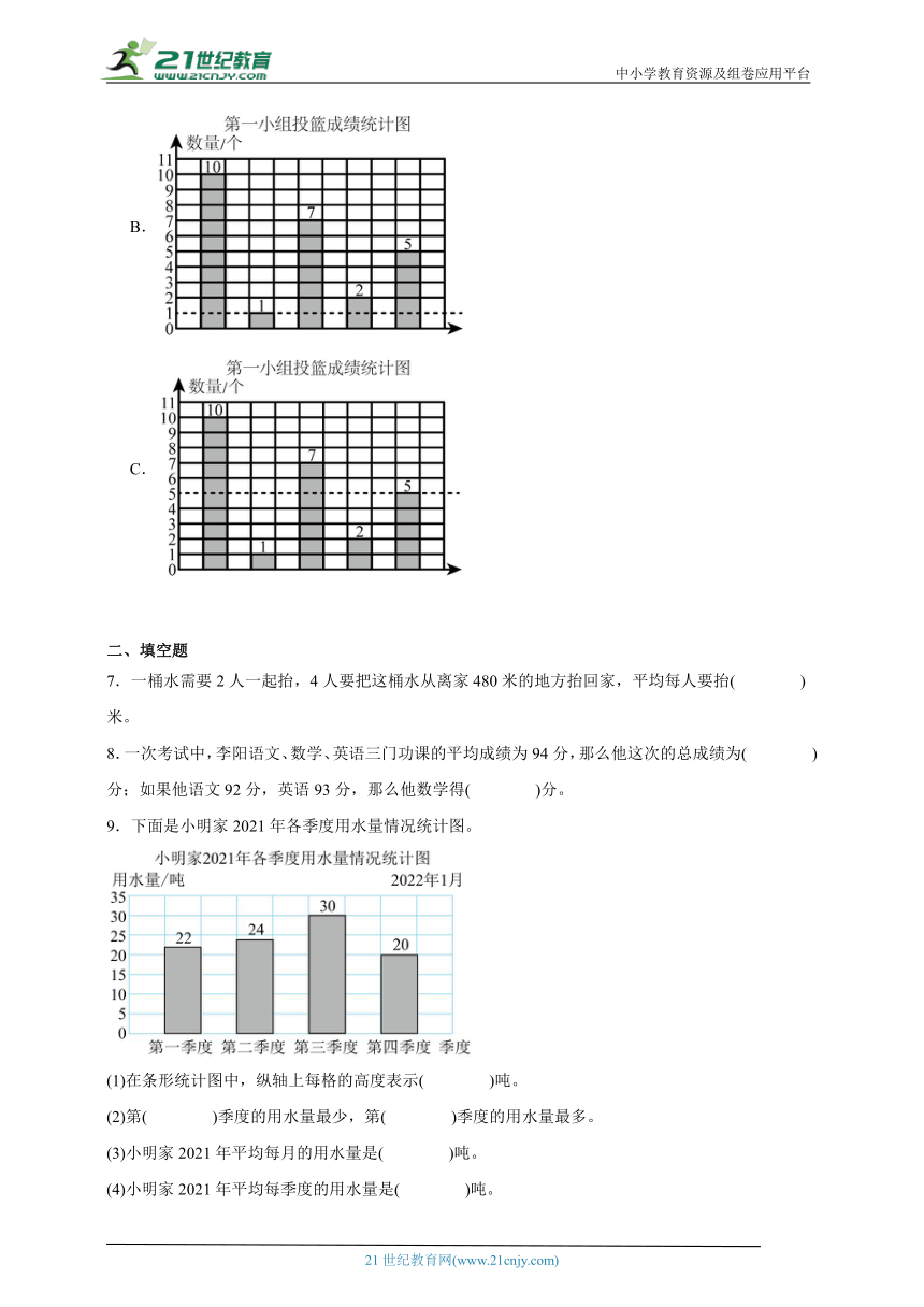 第四单元统计表和条形统计图（一）拔尖特训单元测试（含答案）数学四年级上册苏教版