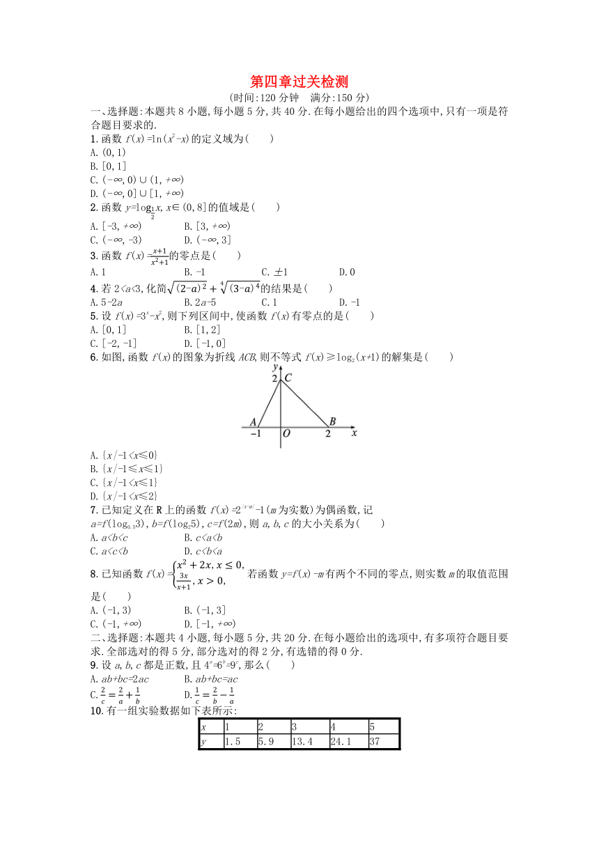 新人教A版必修第一册高中数学 第4章 指数函数与对数函数 过关检测（含解析）