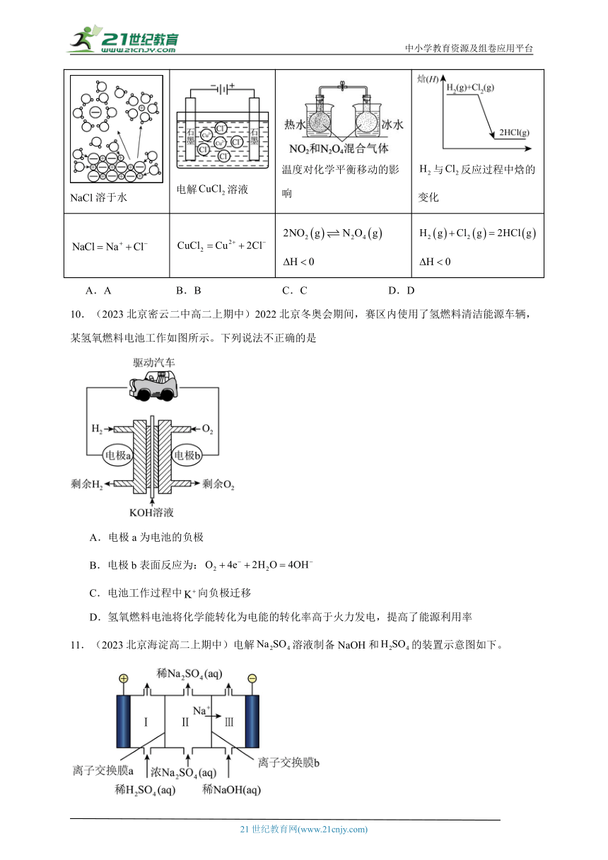 2023北京重点校高二（上）期中化学汇编：化学反应与电能章节综合2（含解析）