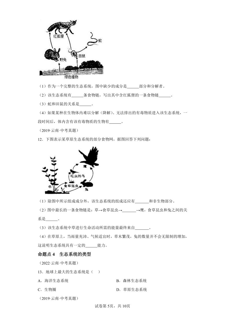 专题01生物与环境 5年（2019-2023）中考1年模拟生物真题分类汇编（云南专用）（含解析）