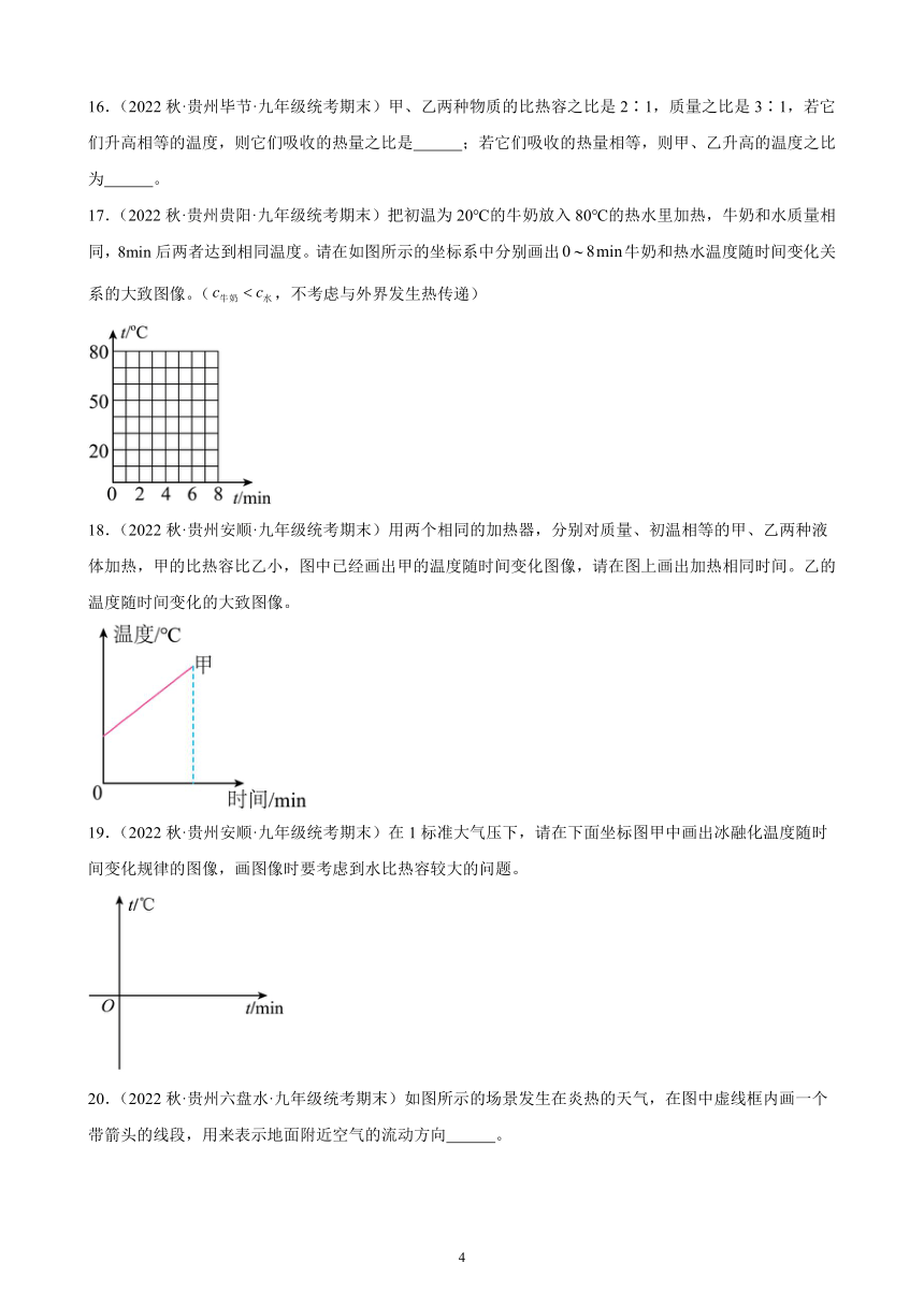 第13章 内能 综合复习题（含解析） 2022－2023学年上学期贵州省各地九年级物理期末试题选编