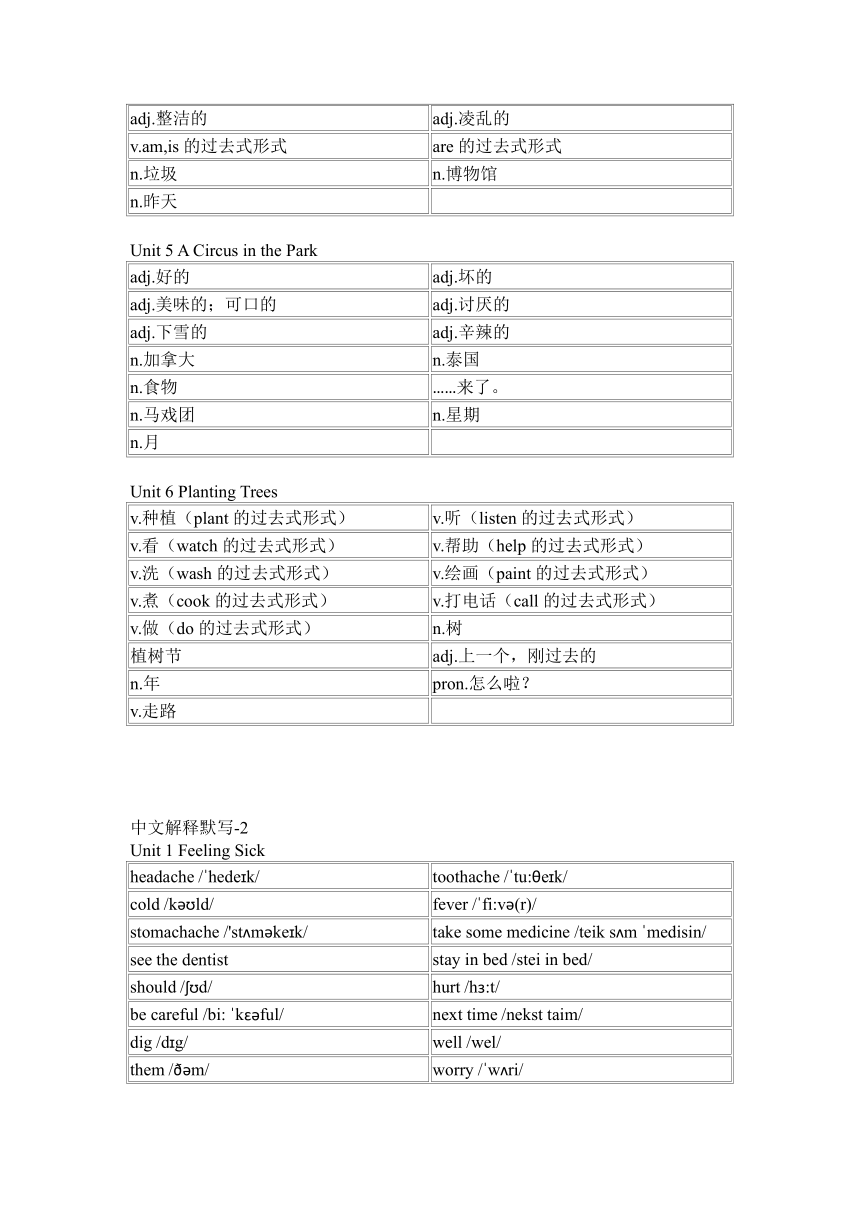 广东版（开心英语）六年级上册单词默写