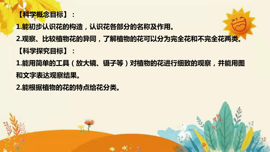 【新】青岛版（六三学制）小学科学三年级下册第四单元第一课时《植物的花》说课课件附反思含板书(共29张PPT)