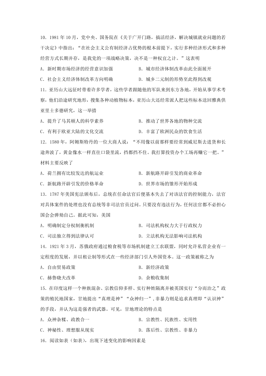 湖北省黄石市有色第一中学2022-2023学年高二下学期期末考试历史试题（Word版含答案）