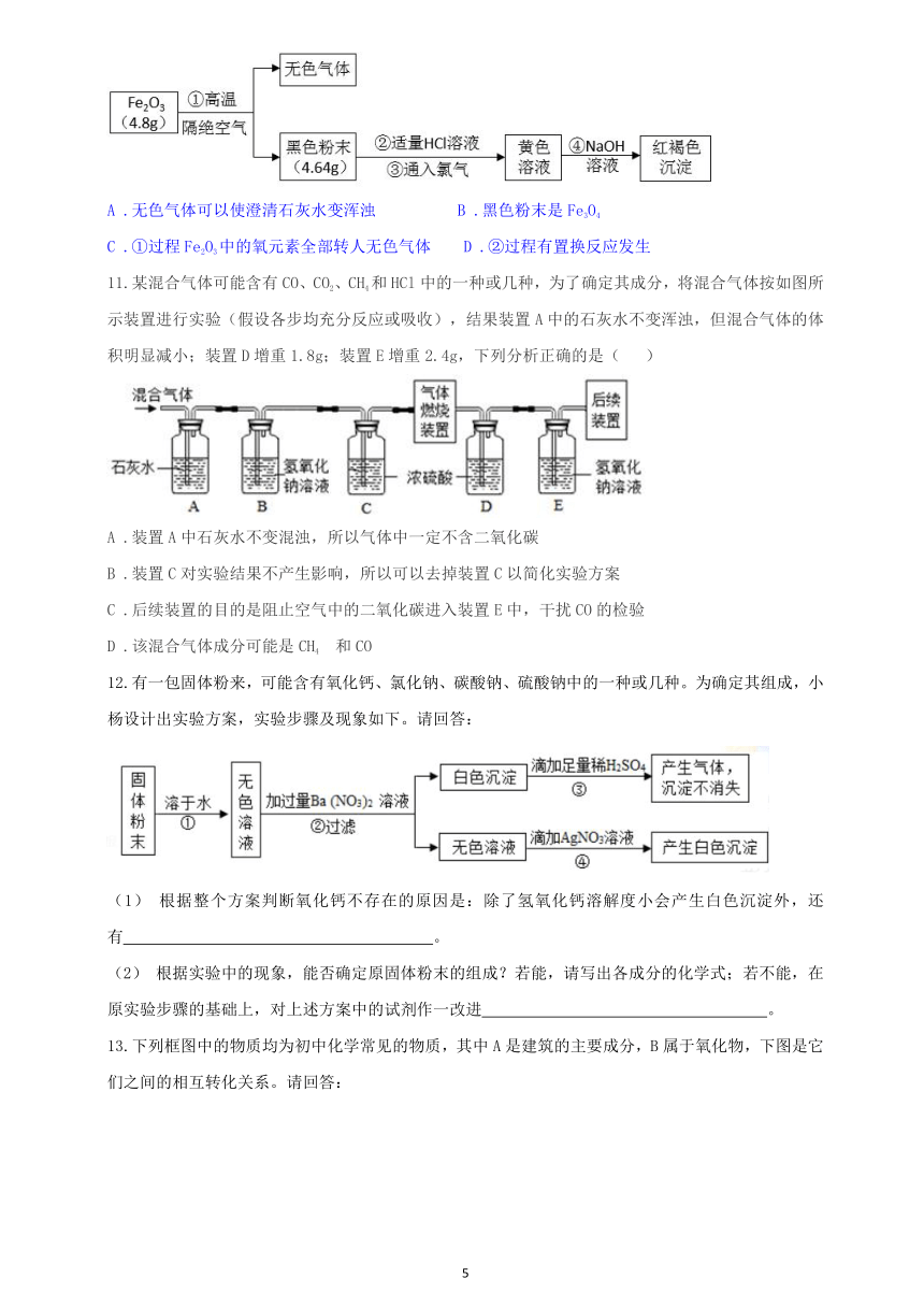 九年级上册科学专题七——物质转化和推断专题（含答案）