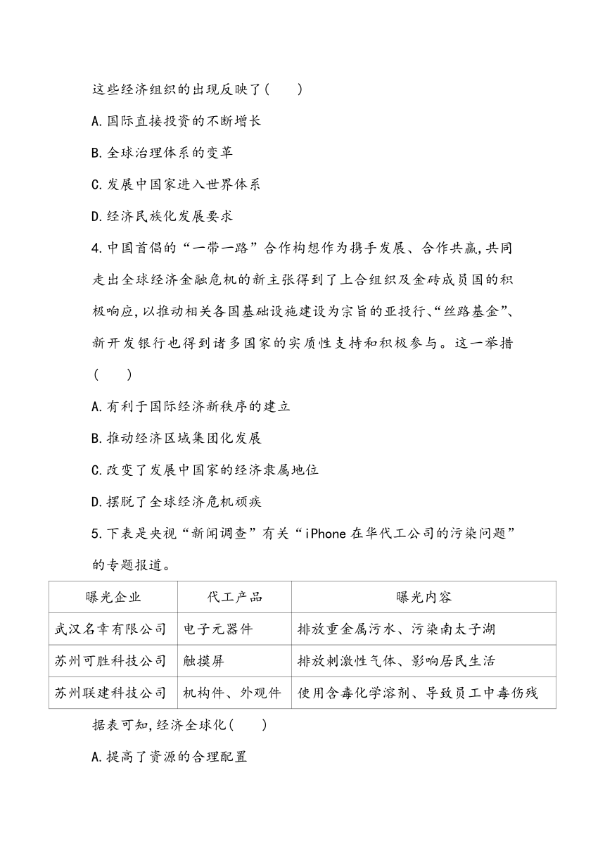 第九单元 当代世界发展的特点与主要趋势 单元基础测（含答案）-2023~2024学年高中历史统编版（2019）中外历史纲要下