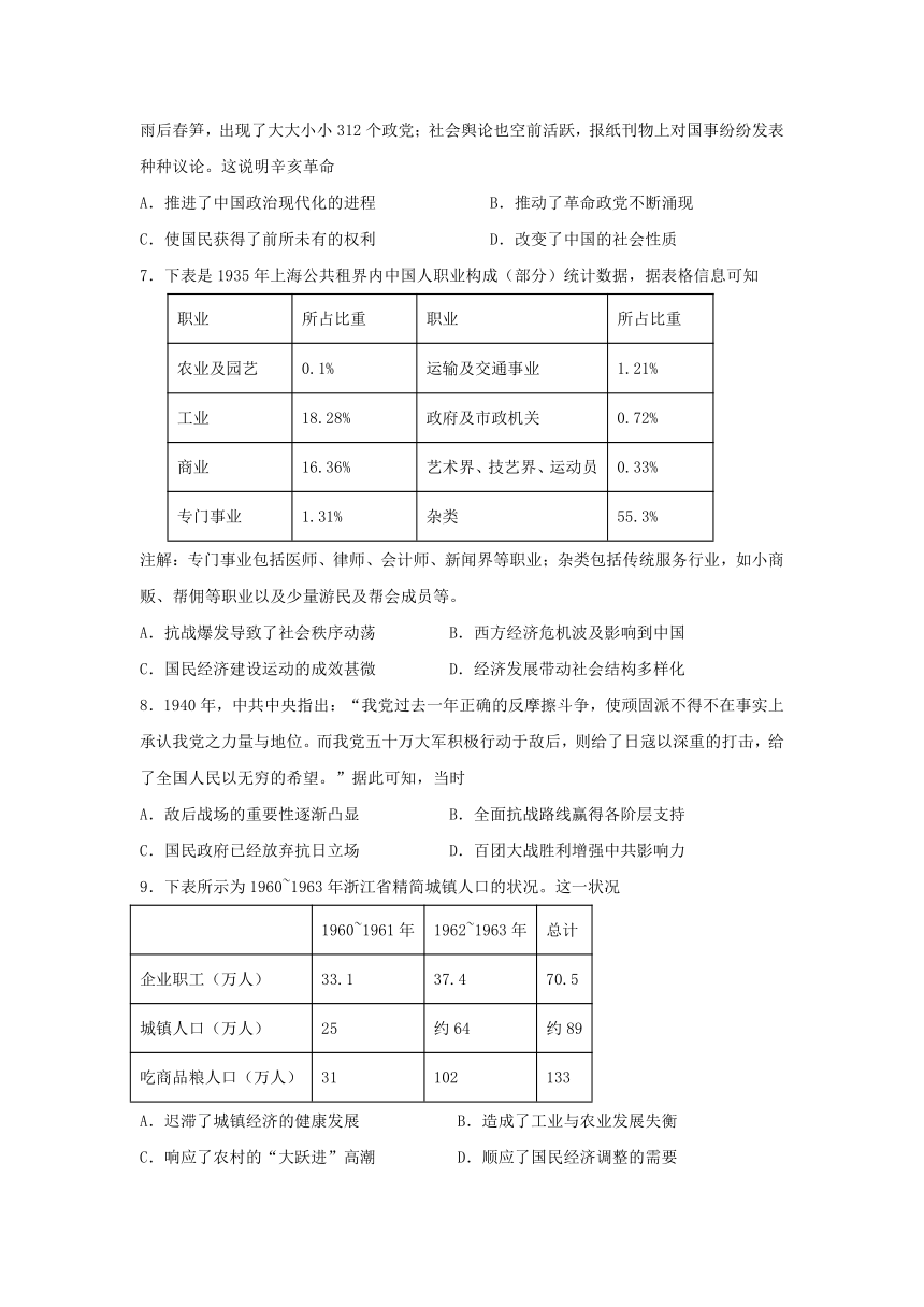 湖北省黄石市有色第一中学2022-2023学年高二下学期期末考试历史试题（Word版含答案）