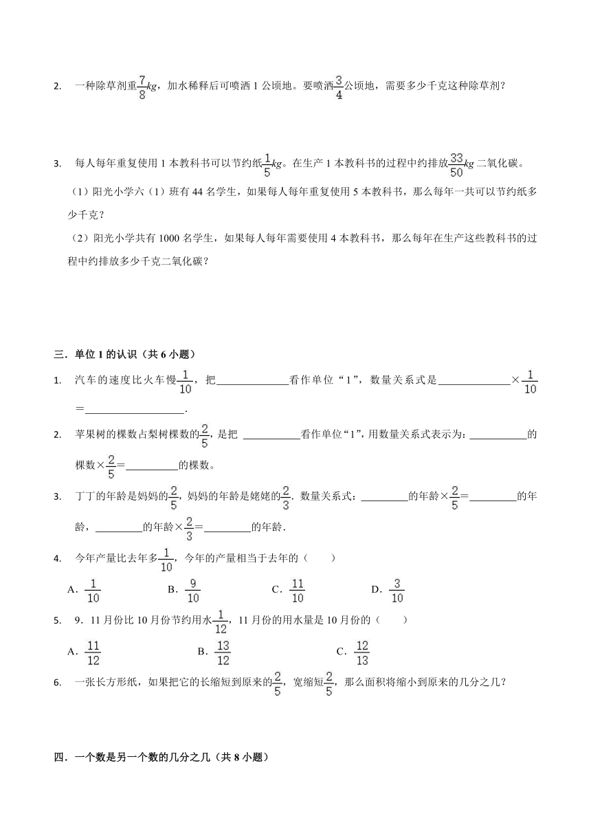 第3讲 分数乘法（讲义）苏教版六年级上册数学（无答案）