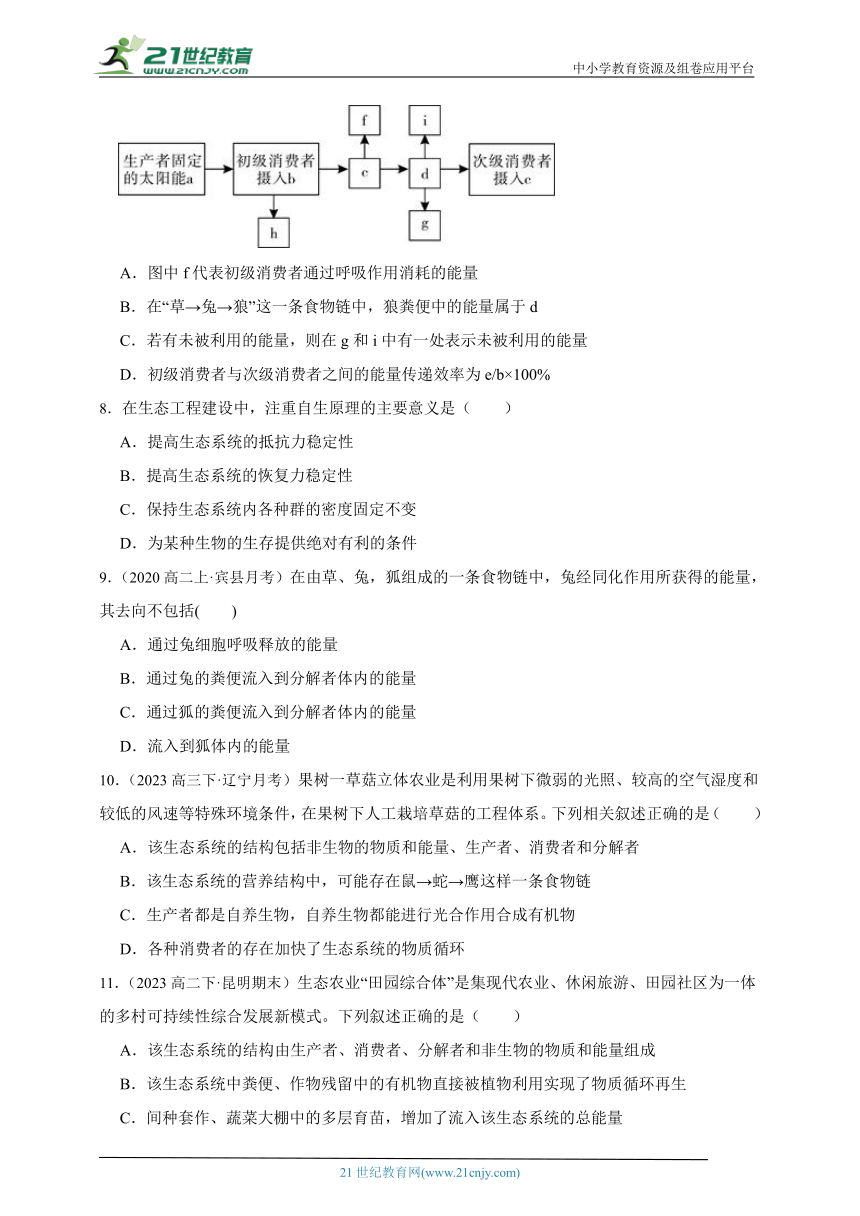 人教版（2019）高中生物选修2生物与环境第三章生态系统及其稳定性章节综合必刷题（含解析）