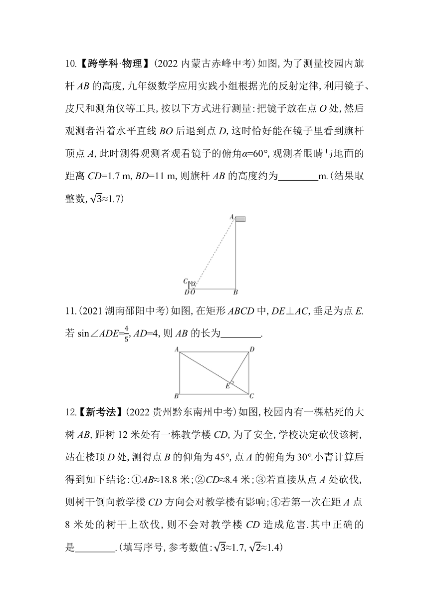 五四制鲁教版数学九年级上册第二章　直角三角形的边角关系 素养检测（含解析）