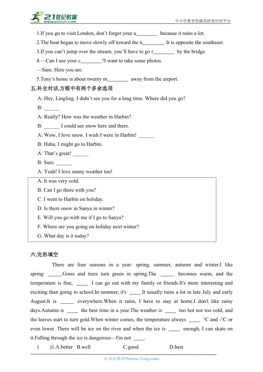 Module10 Unit3 词汇与短语同步练习2（含答案）外研版八年级上册
