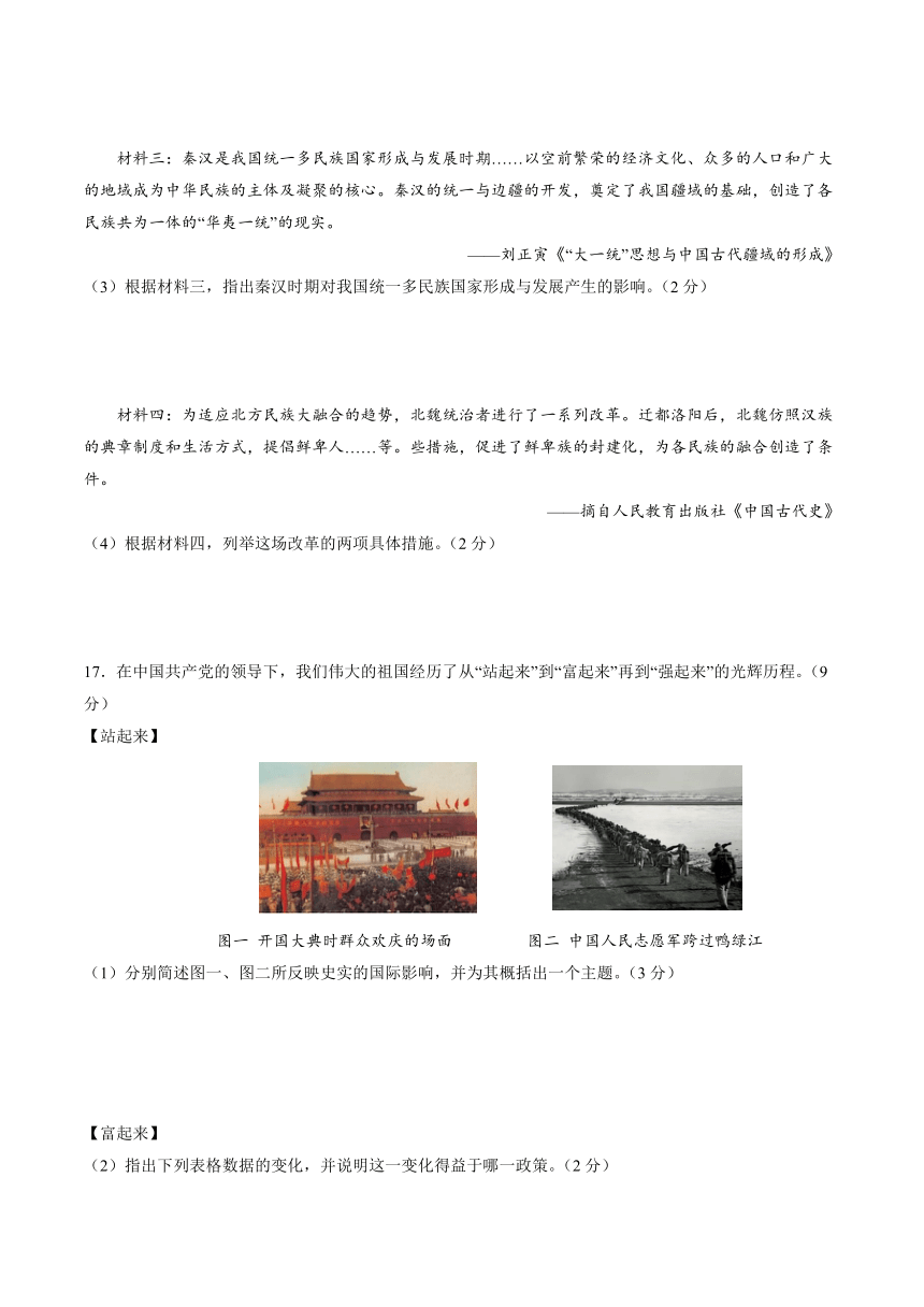 2024年辽宁东港市中考历史模拟卷（含答案）