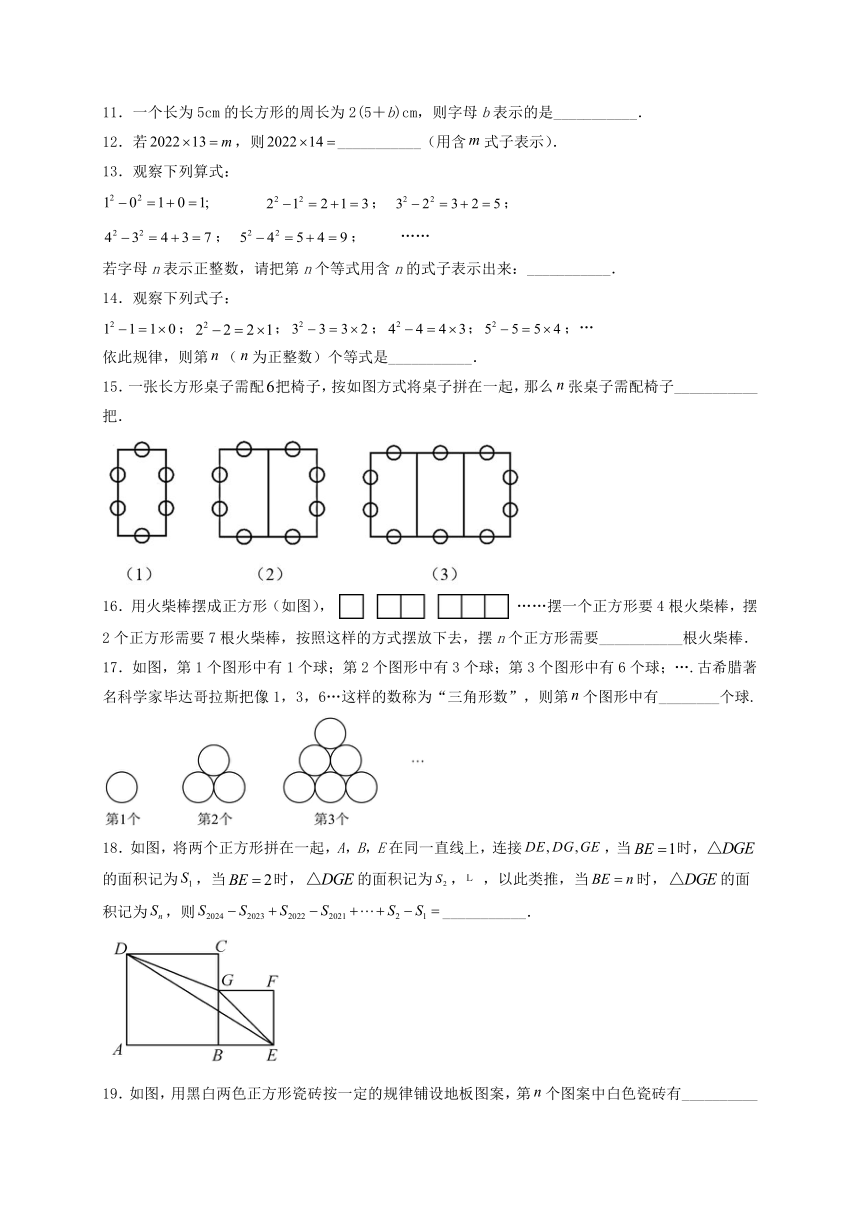 2023-2024学年华东师大版七年级 数学上册3.1.1 用字母表示数 同步练习（含答案）