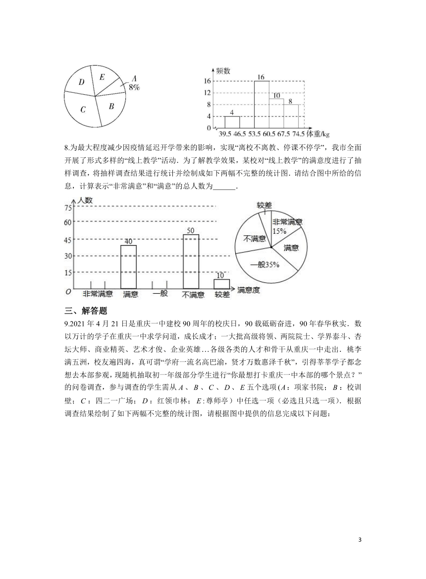 初中数学人教版七下10.3课题学习 从数据谈节水 同步检测 （含解析）