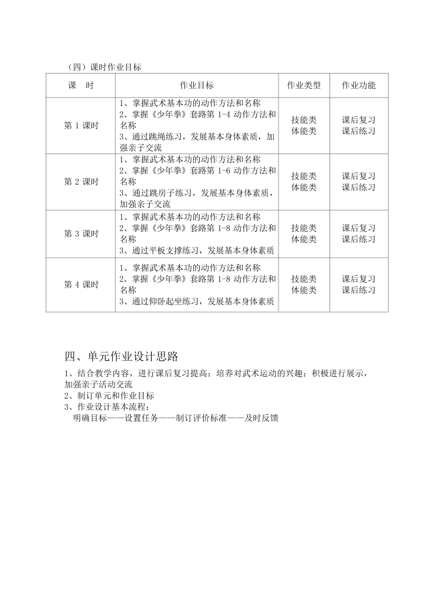 新课标体育与健康作业设计--人教版    六年级上册   《武术》