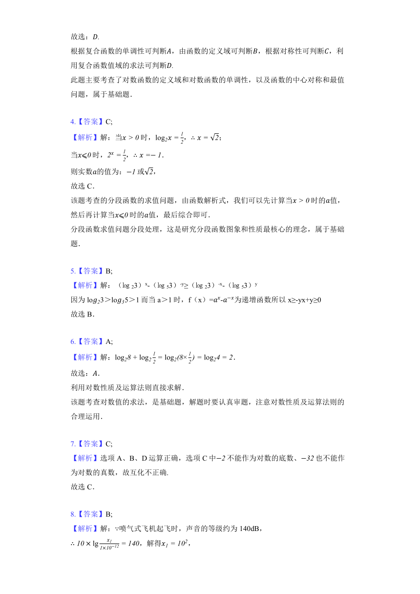 人教A版（2019）必修第一册《4.3 对数》提升训练(含解析)