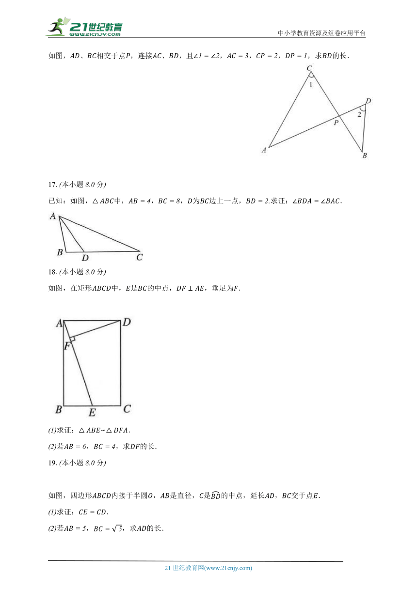 4.4两个相似三角形的判定 浙教版初中数学九年级上册同步练习（含解析）