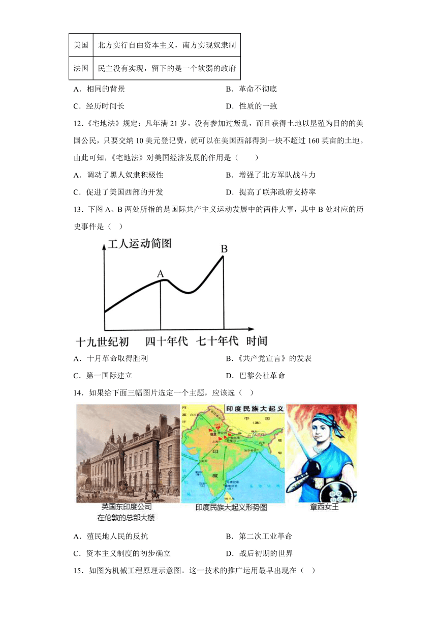湖南省株洲市渌口区2023-2024学年九年级上学期期末历史试题（含解析）