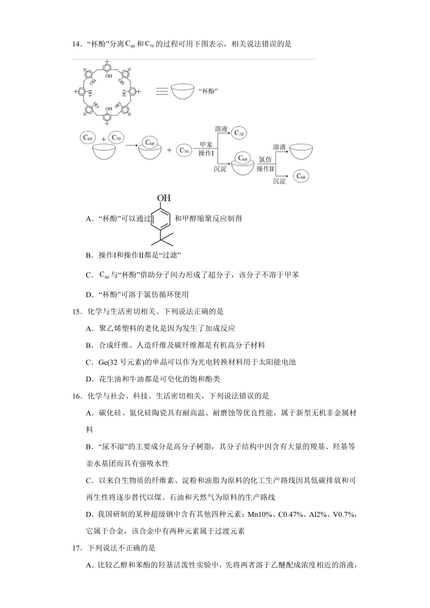 5.2.高分子材料 同步练习 （含解析）2023-2024学年下学期高二化学人教版（2019）选择性必修3