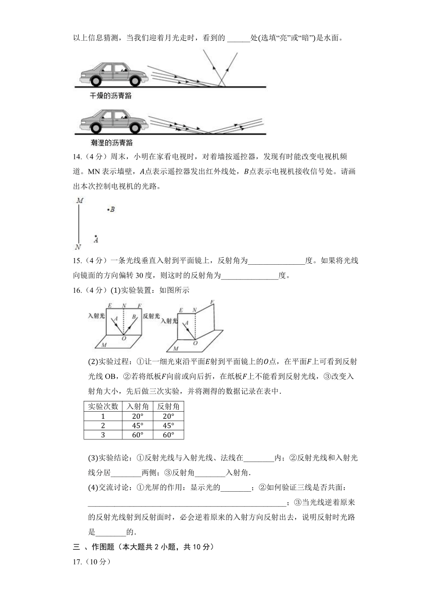 沪教版物理八年级上册《2.1 光的反射》同步练习（含答案）