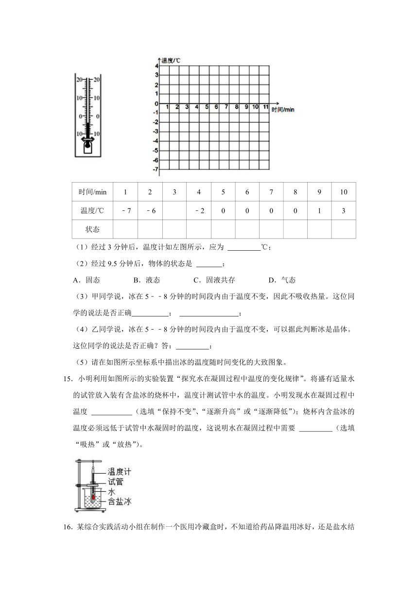 新人教版八年级上册《3.2 熔化和凝固》2023年同步练习卷（1）（含解析）