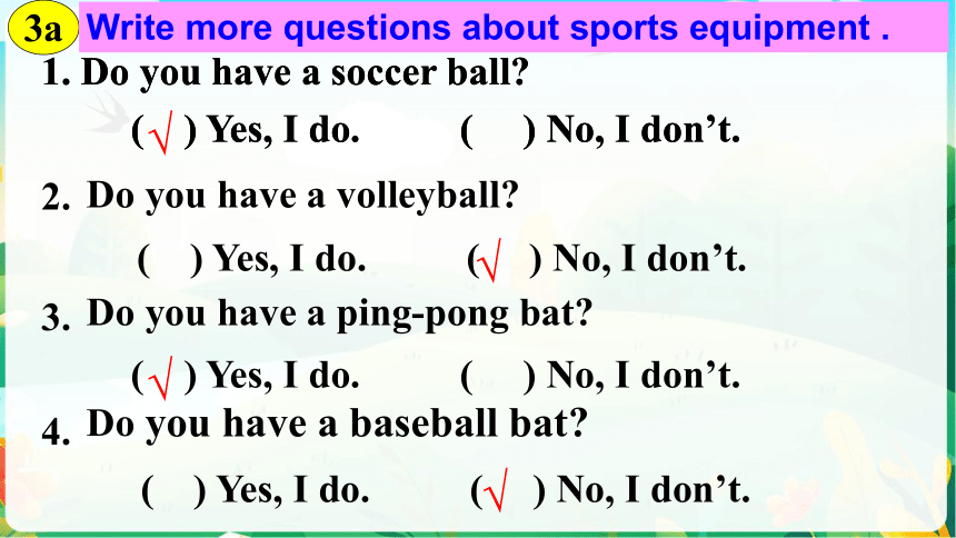 Unit 5 Do you have a soccer ball?  SectionB(3a-self  check)课件 (共23张PPT)
