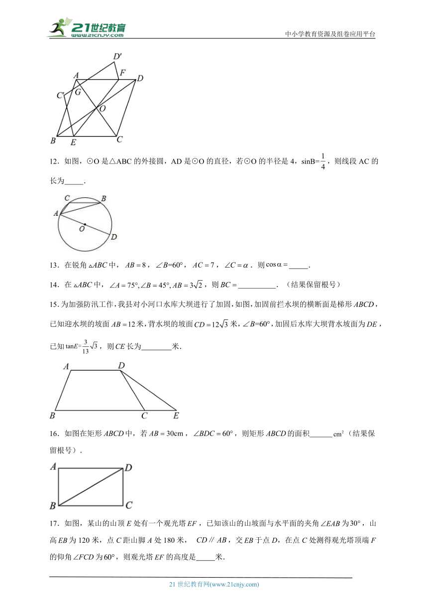 28.2解直角三角形及其应用寒假作业 人教版数学九年级下册