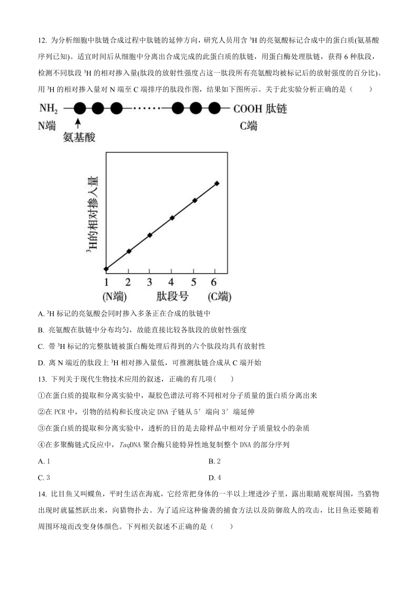 山东省部分学校2023-2024学年高三上学期开学摸底大联考生物学试题（原卷版+解析版）