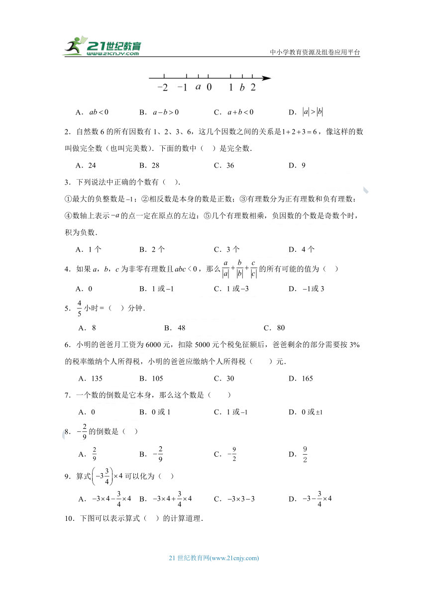 人教版七年级数学上册1.4.1有理数的乘法 导学案（知识清单+典型例题+巩固提升）（含解析）
