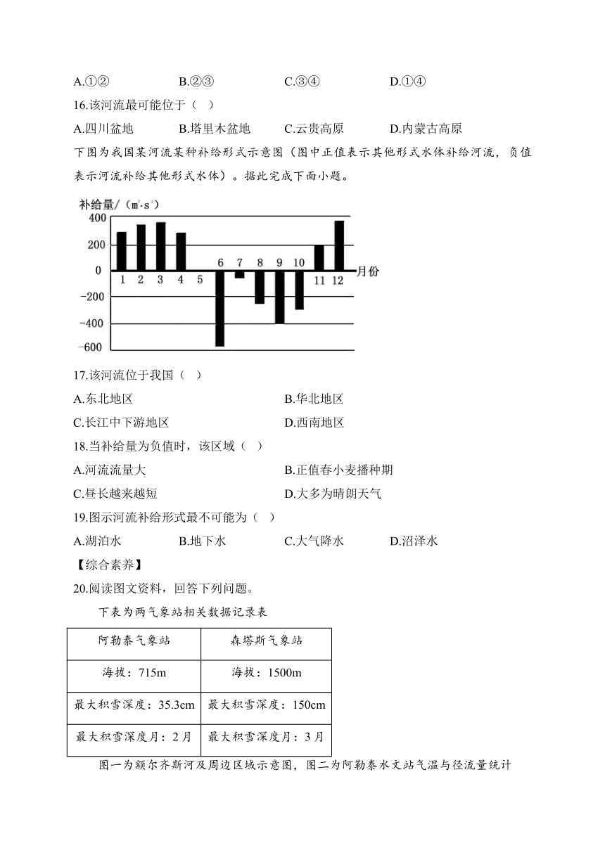 4.1陆地水体间的相互关系——2023-2024学年高二地理湘教版（2019）选择性必修1课时分层练（含解析）