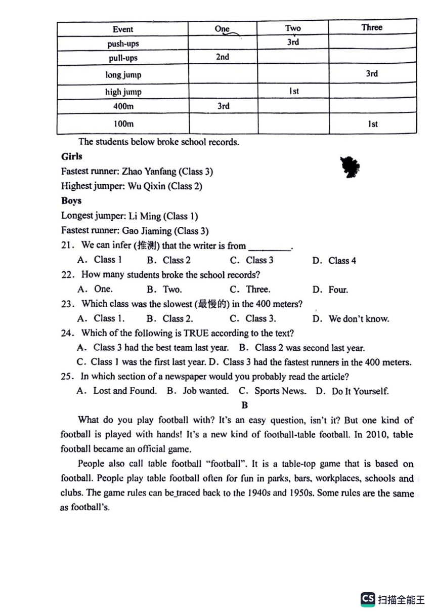 河南省平顶山市第九中学2023-2024学年八年级上学期第一次月考英语试卷（图片版无答案）