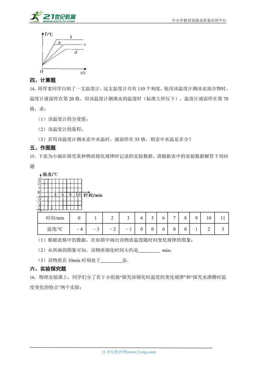 沪科版物理九年级第十二章 温度与物态变化综合测试题（有解析）