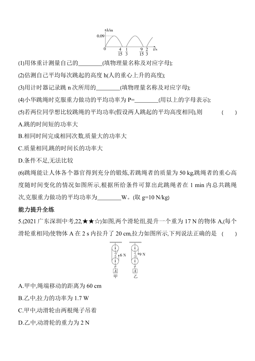 沪粤版物理九年级全册11.2　怎样比较做功的快慢素养提升练（含解析）