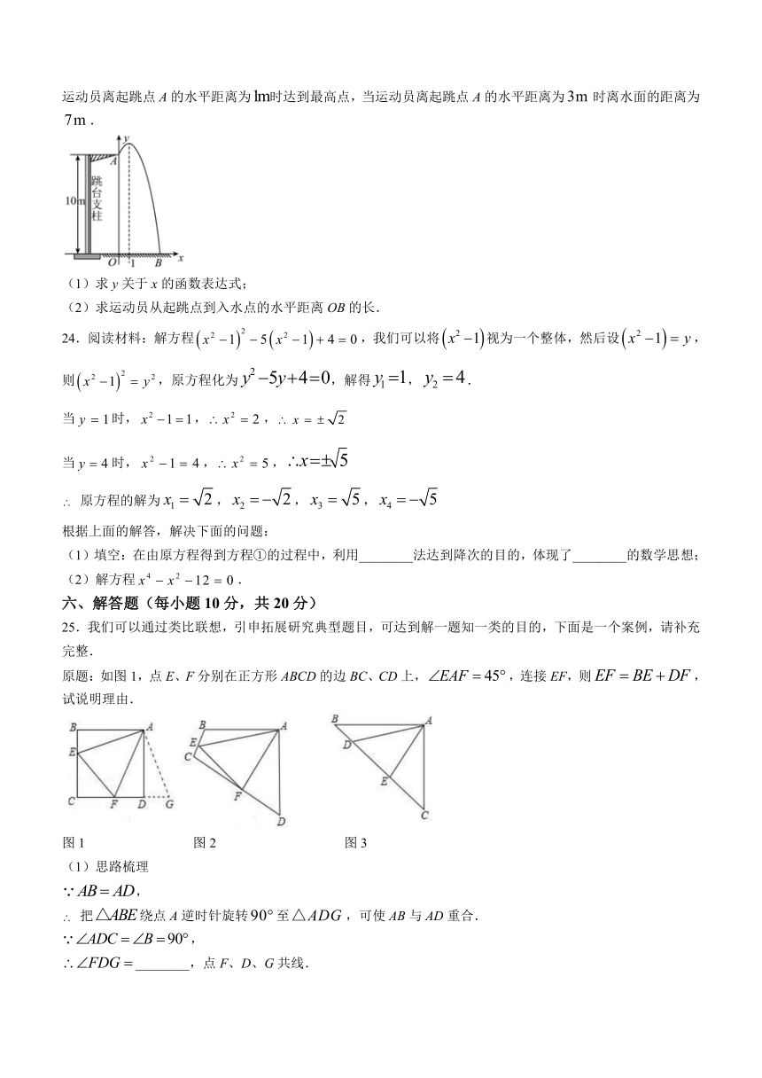 吉林省松原市乾安县2023-2024学年九年级上学期期中数学试题（含答案）