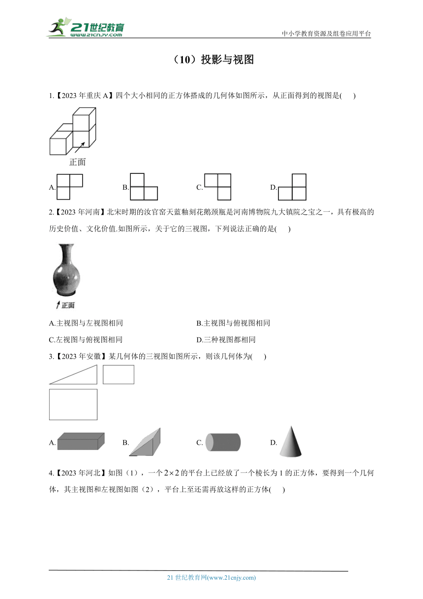 （10）投影与视图——2023年中考数学真题专项汇编（含解析）