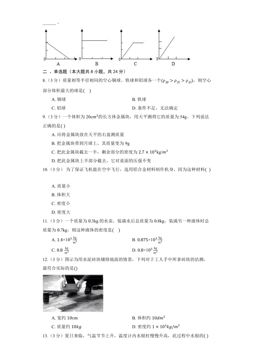 沪粤版物理八年级上册《5.2 探究物体的密度》同步练习（含解析）