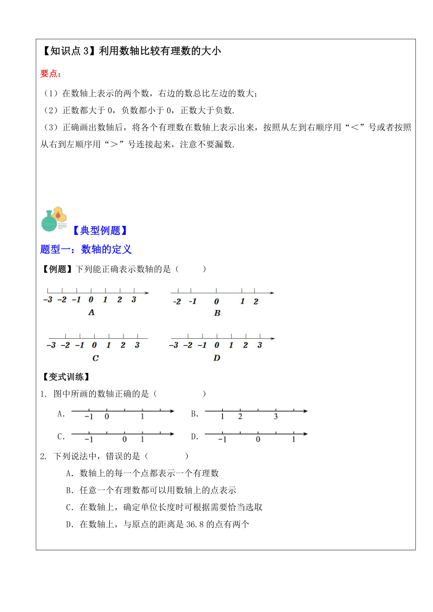 2022-2023学年苏科版数学七年级上册2.3数轴(小升初专项练习)讲义（无答案）