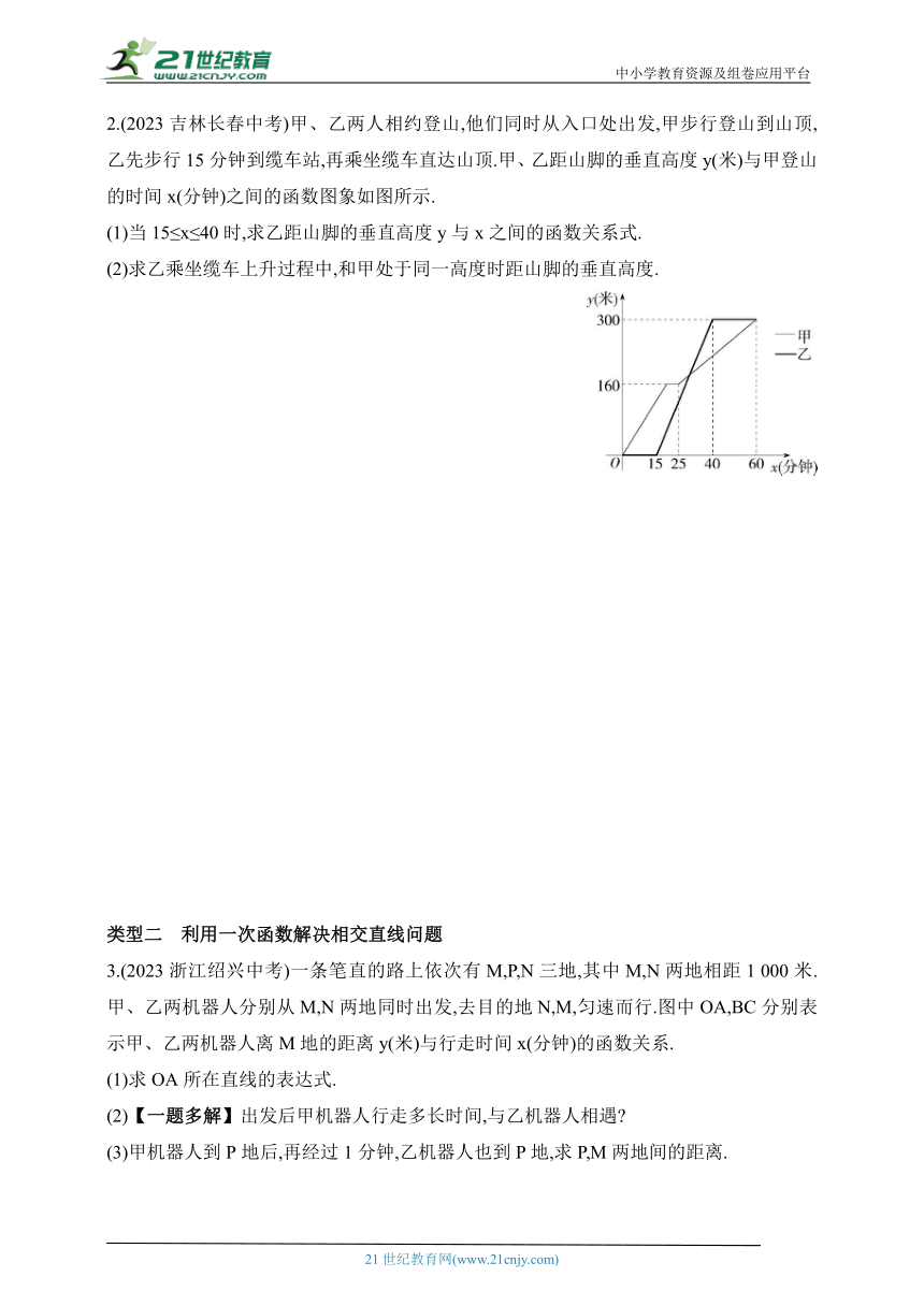 2024青岛版数学八年级下学期--专项素养综合全练（八）一次函数的实际应用（含解析）