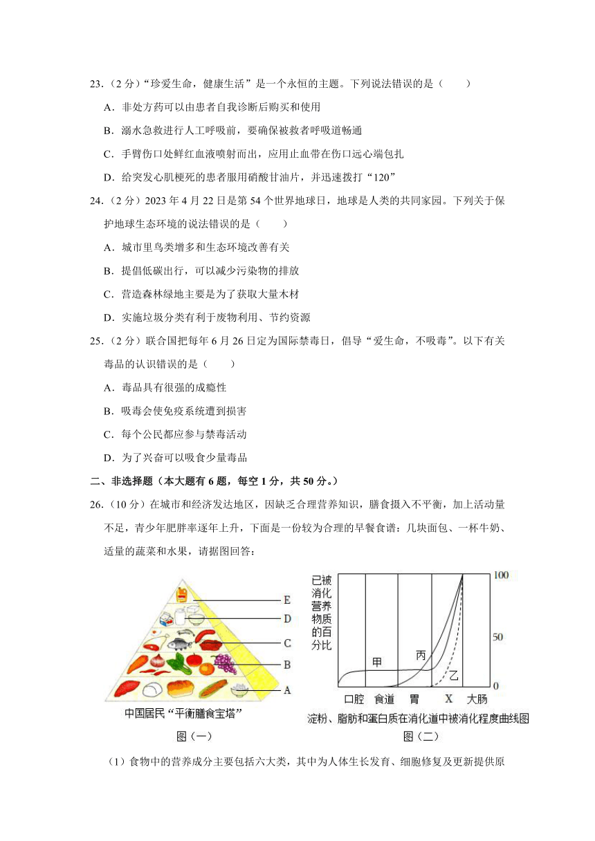 山东省济宁市汶上县2022-2023学年七年级下学期期末生物试题（含解析）